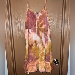 Wild Fable Pink and Brown Tie-Dye Dress